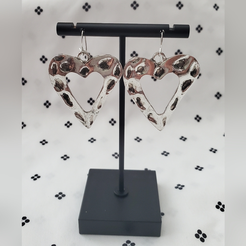 Hammered Metal Heart Earrings